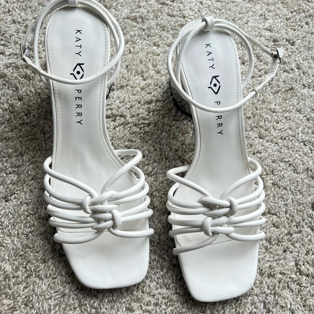 Katy Perry Collections Silver and White Strappy Heels. New without tags - Picture 3 of 7